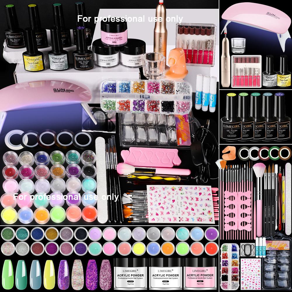 Acrylic Nail Powder Kit Full Set Optional Nail Drill Tools Professional Manicure Set Fast Curing Nail Art Extension