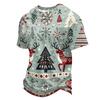 Men's Quick-Dry Round Neck Short Sleeve T-Shirt with Christmas Print for Holiday Party