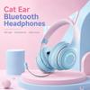 Katzenohr-Kopfhörer Bluetooth 5.1 Kabellose Ohrhörer mit RGB-Licht Abnehmbares Mikrofon 40-mm-Stereo-Treiber für Gaming, Anrufe und Musik