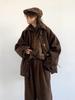 Unisex Retro Japanese Woolen Coat - Single-Breasted, Loose Fit, Raglan Sleeve