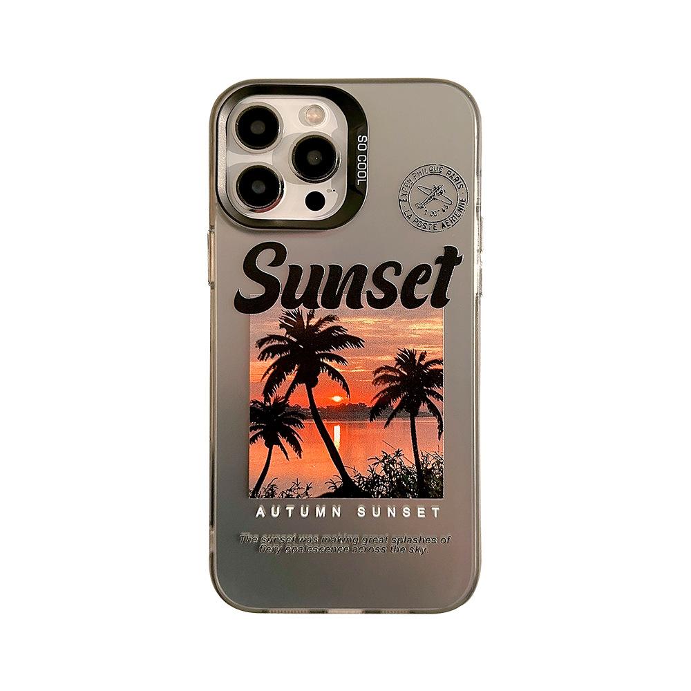 Coconut Forest Sunset Iphone16 Suitable for 15Promax Mobile Phone Case 12 Apple 13 Retro High End Sense Anti Fall Trend