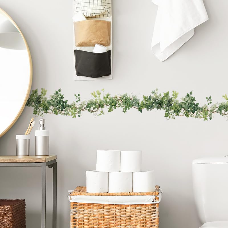 Green Leaves Rattan Wall Sticker Nordic Style Plant Wall Decal