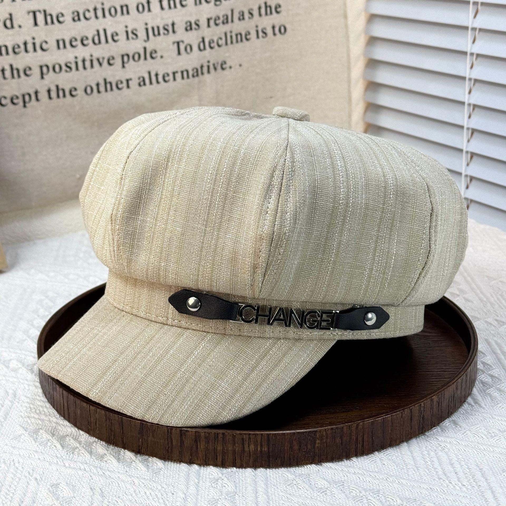 

Новая однотонная простая восьмиугольная шляпа мужская и женская однотонная элегантное украшение с женской шляпой художника регулируемая модная XS хаки