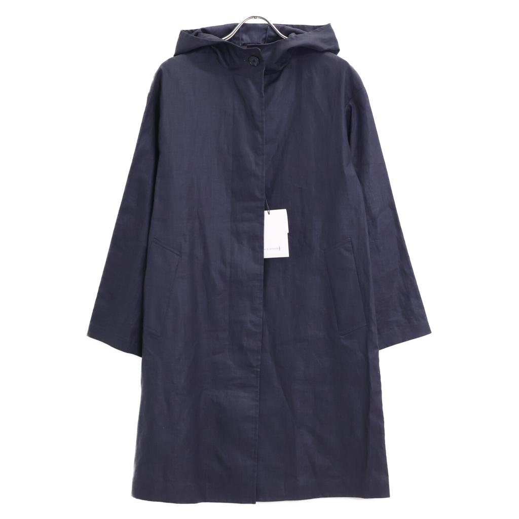 MACKINTOSH LM-015B Navy 100% Linen Hooded Coat Coat 34 NavyUsed