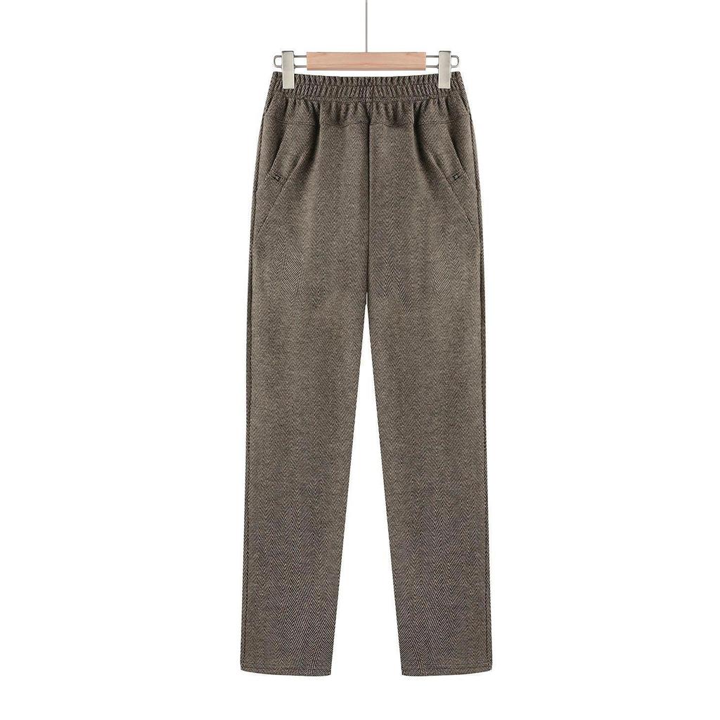 High Waist Plus Velvet Pants - Autumn/Winter Loose Fit for Mid-aged & Elderly Women