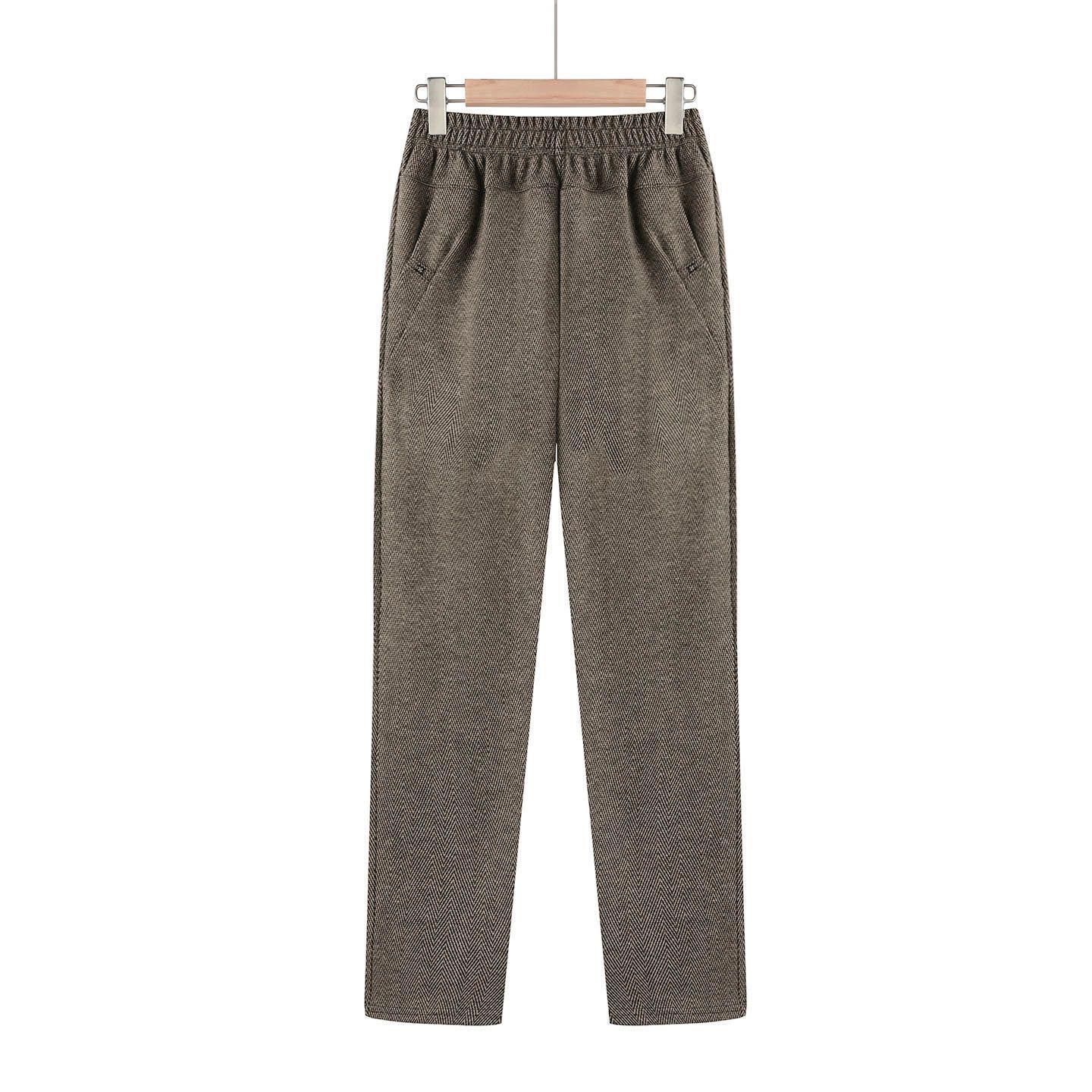 

High Waist Plus Velvet Pants - Autumn/Winter Loose Fit for Mid-aged & Elderly Women 3XL (125-140 jin)