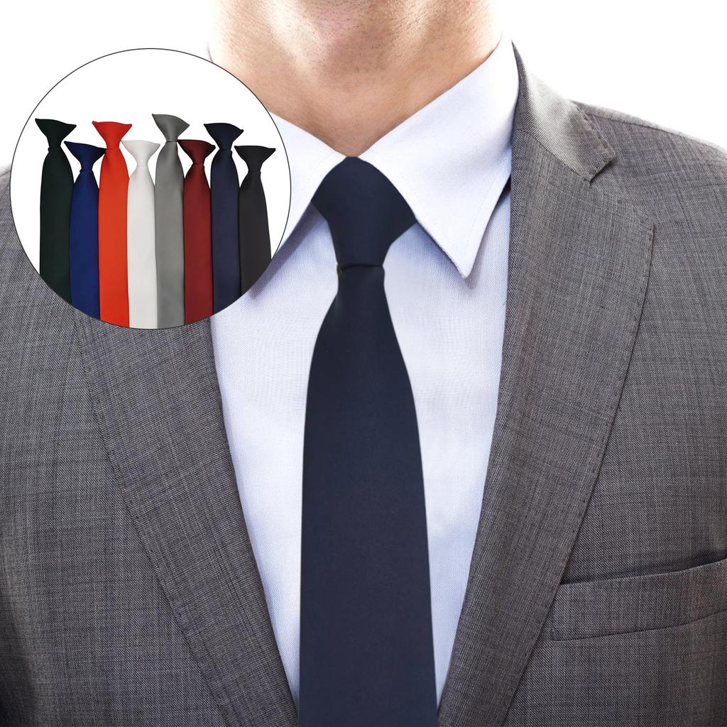 Mens Womens Solid Color Clip On Neck Tie for Uniform Pre Tied Adjustable Necktie for Business Meetings and Formal Event