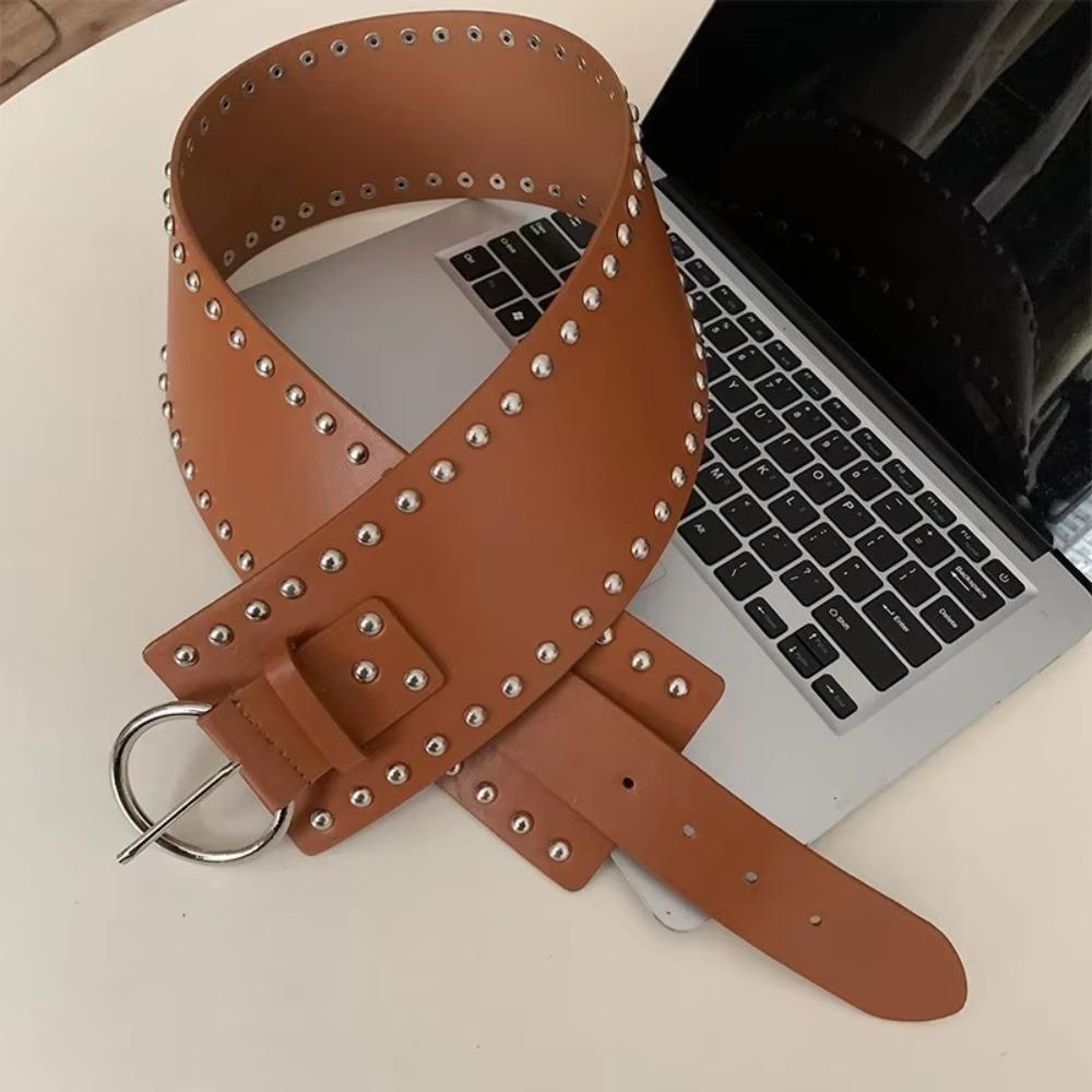 Gothic Rivet Waist Belt Punk Style Dress Jeans Belt Fashion Wide Women's Belt  Streetwear