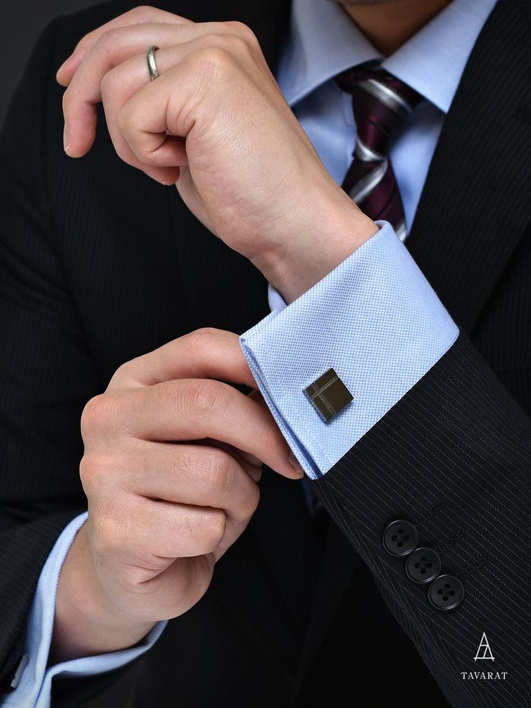 Cufflinks Cufflinks Made in Japan Brass Cross Cufflinks [Tabarat] Men's (Black Silver)