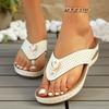 Clip Toe Wedge Heel Sandals for Women Summer Pu Leather Platform Platform Flip Flops Ladies Lightweight Diabetic Walking Sandals