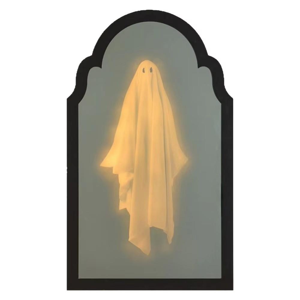 Luce da Notte Specchio Fantasma di Halloween Ispessito Fantasmi Spaventosi e Brividi Specchio Olografico Fantasma Decorazioni Specchio da Tavolo LED
