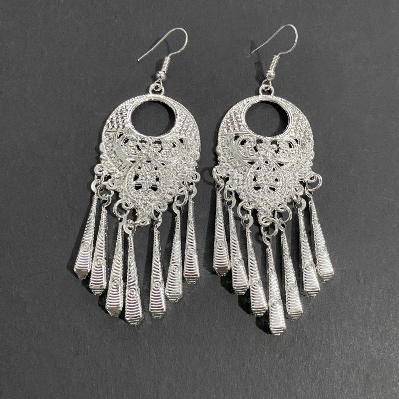 Ethnic style earrings Alloy silver-plated Miao ethnic minority Dong Yi earrings Earrings