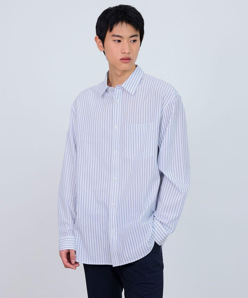 MINDBRIDGE [Couture] Crease 50-Count Light Blue Striped Oversized Shirt