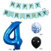 100 Birthday Party Supplies Blue Number Foil Balloon Happy Banner Kit 100th Decoration Black Latex Confetti Star Great Gift for Girls Boys