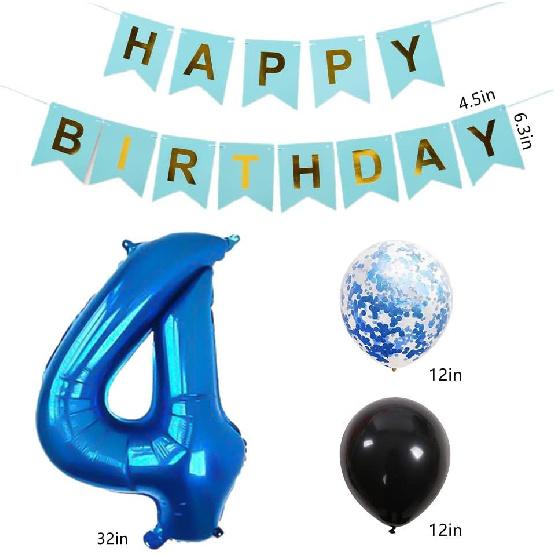 Chaungfu53 Birthday Party Supplies Blue Number 53 Foil Balloon Happy Birthday Banner Kit 53th Birthday Decoration Black Blue Latex Confetti Balloon