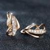Pendientes pequeños con Clip de piedra de circón blanco para mujer, joyería de boda de lujo de Color dorado