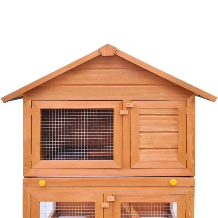 VidaXL Clapier d'extérieur Enclos pour petits animaux 3 niveaux Bois