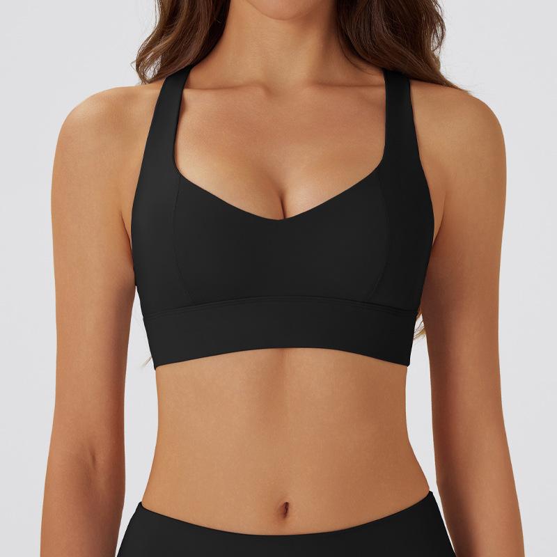 European and American Style Sexy and Fashionable Hollow-out Backless Sports Bra for Women with Breast Pads Push-up Bra Shockproof Fitness Vest