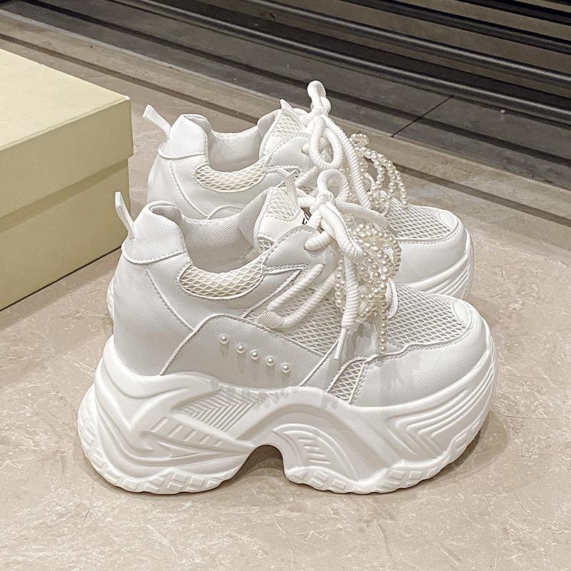 Fashion Women High Platform non-slip Sneakers Summer vulcanized Shoes 10CM Thick Sole Mesh Casual Shoes Chunky Dad Sport Sneakers