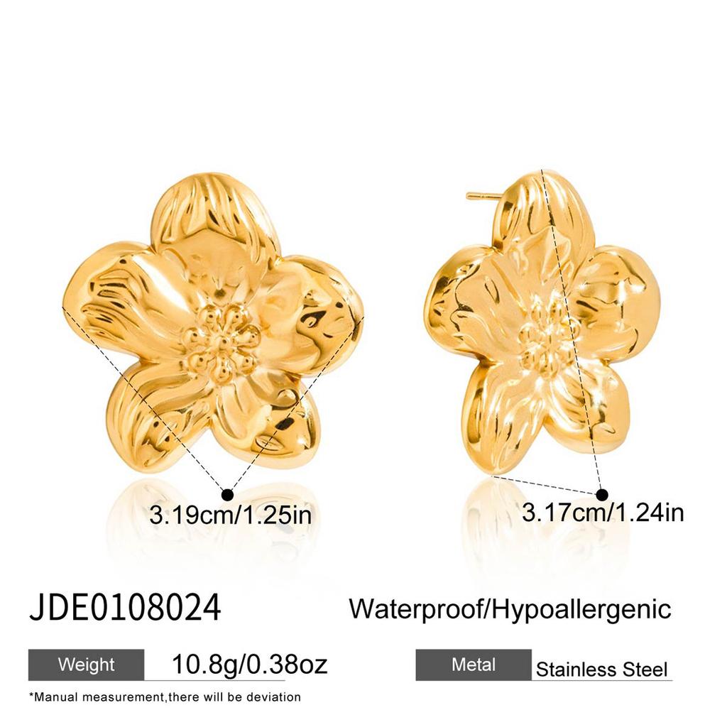 Titanium steel flower stud earrings niche earrings stainless steel non-fading earrings