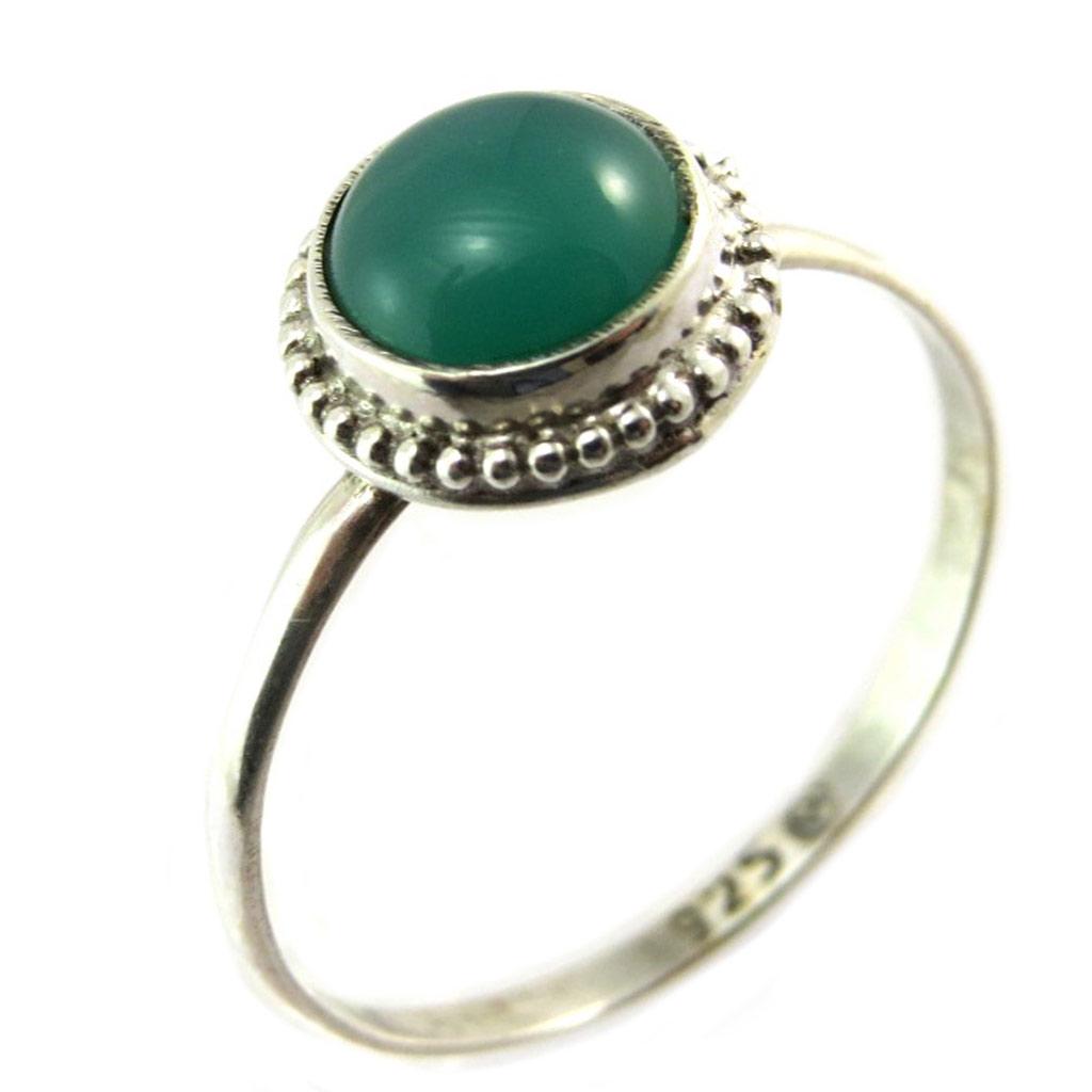 Silver Ring 'Charmes' Green - 9 Mm