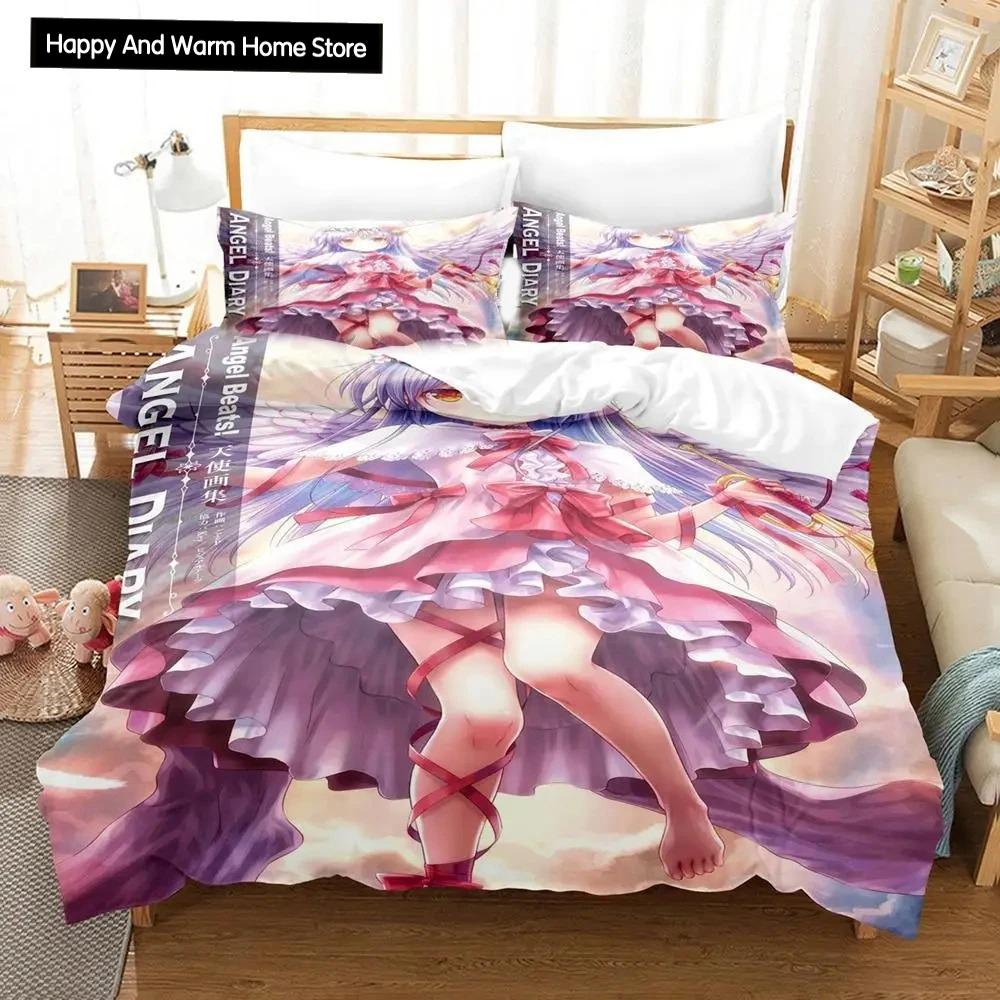 3D Print Anime Angel Beats Bedding Set Duvet Cover Bed Set Quilt Cover Pillowcase Comforter king Queen Size Boys Adult Bedding