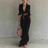2025 Women's Elegant Autumn Pleated Dress with Belt