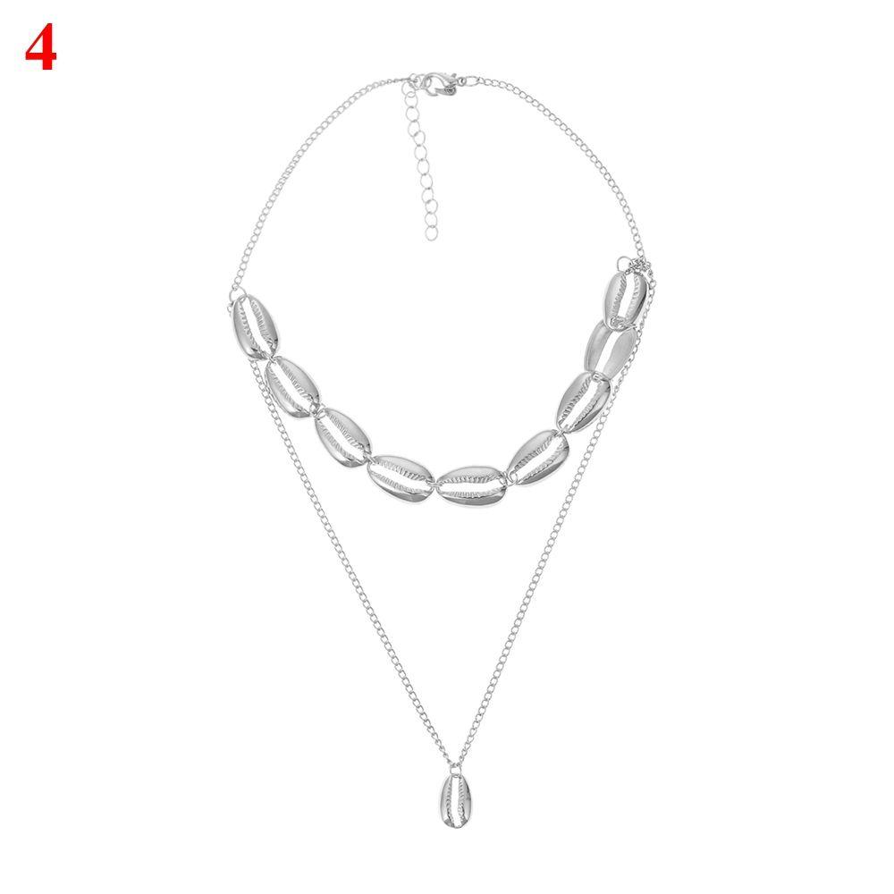 Mulheres presentes dourados praia jóias boêmio cowry concha pingente colar de concha multicamadas