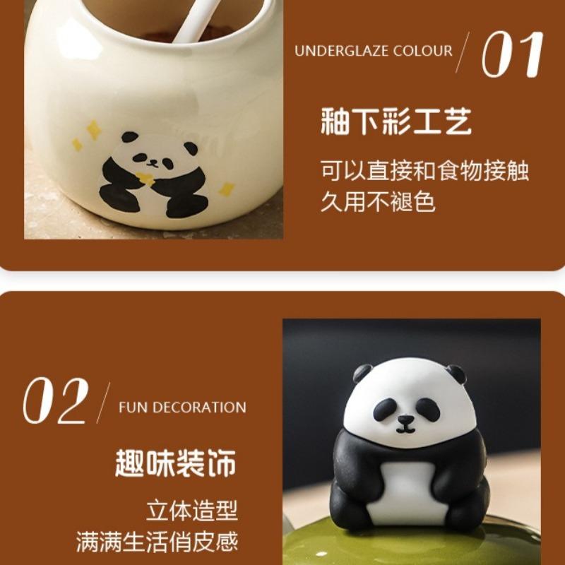 Creative Panda Ceramic Spice Jar Set Home Kitchen Decorations 3 Pcs Seasoning Box Set Salt and Pepper Shakers Flavoring Utensils