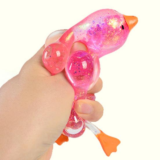 Transparent Glitter Duck Squeeze Toy Mini Lying Duck Anxiety Relief Sensory Toy