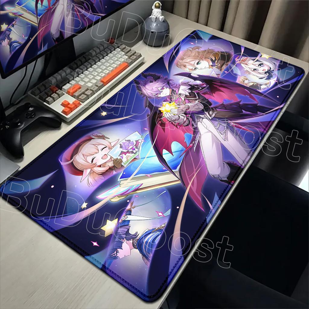 Genshin Impact Columbina Durin Tapis de Souris Anime Tapis de Souris Accessoires Gaming pour Ordinateur Portable Tapis de Souris Grand Tapis de Bureau Tapis pour Clavier d'Ordinateur