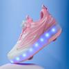 Scarpe da Skate per Bambini con Luce LED Sneakers Luminose Scarpe a Due Ruote per Ragazzi Ragazze con Ricarica USB