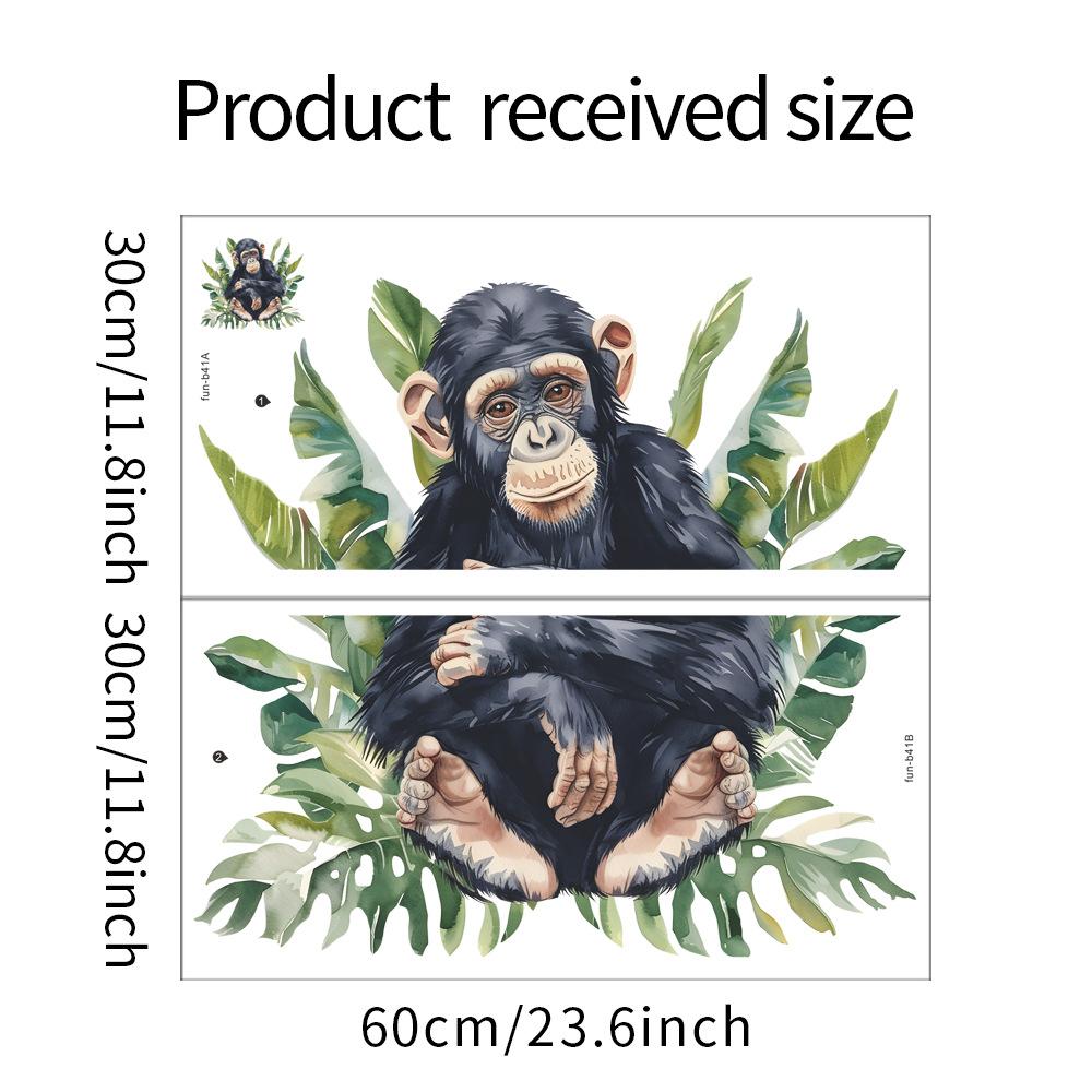 

Мультфильм Шимпанзе Зеленое Растение Детская Спальня Детский Сад Стена Фон Ландшафтный Дизайн Наклейка На Стену 30*60CM*2PCS/fun-b41