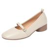 3cm Fashion Breathable Comfortable Shallow Mary Janes Women's Flats 2025 Fall Block Heels Soft Leather Shoes for Office Mom