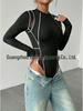 Spring 2026 Sexy Mesh Long Sleeve Bodysuit for Women