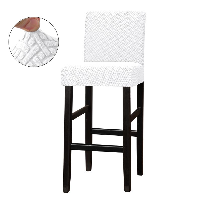 

Чехол для стула из жаккарда, спандекс, эластичный, с короткой спинкой, однотонный, эластичный чехол для столовой, дома, отеля 1PC белый