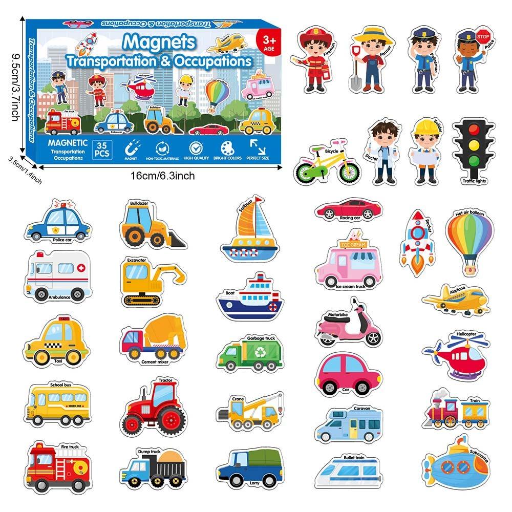

Cartoon Refrigerator Magnet Multicolor Alphabet Number Magnetic Magnetic Animal Food Vehicle Magnetic Fridge Sticker