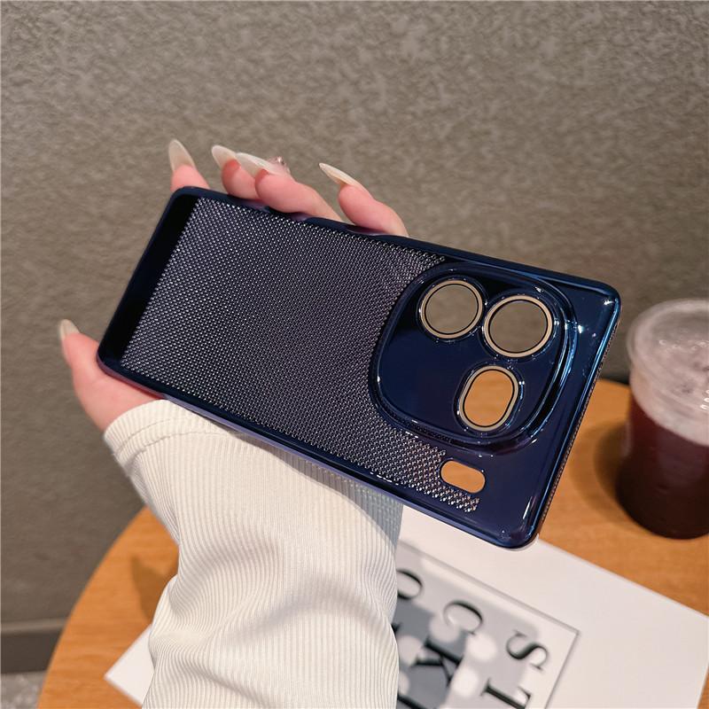 Full Cover Plating Grid Heat Dissipation PC Case With Lens Film For Vivo iQOO 12 Pro Back Shell Protector