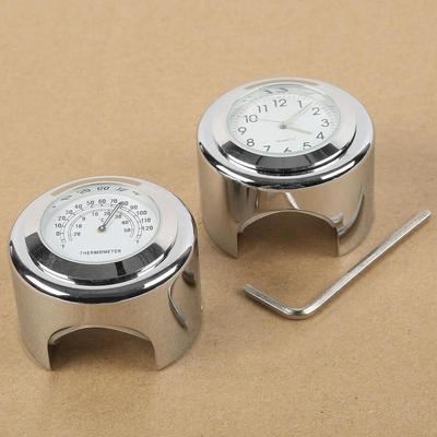 Manillar Universal de Aleación de Aluminio para Motocicleta de 7/8" 1" Montaje Cromado Esfera Blanca Reloj Termómetro