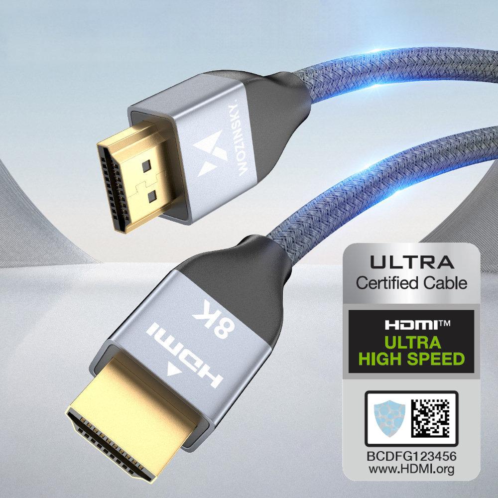 Cable hdmi 2.1 8K 60 Hz 48 Gbps 4K 120 Hz 2K 144 Hz 5 m silver