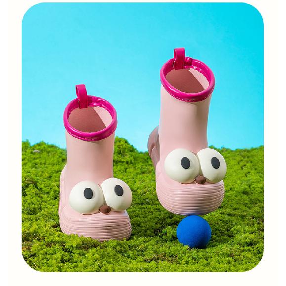 Cute Big Eyes Parent-Child Cartoon Rain Boots for Girls Outdoor Wear Student Kids Water Shoes Non-Slip Waterproof Rainy Day Rubber Shoes
