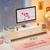 Adjustable Desktop Monitor Riser With Drawer Pen Holder Office Workstation Organization White Or Wood Finish