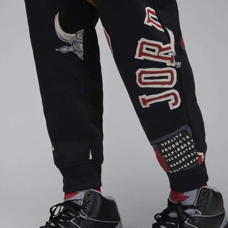 Jordan Brooklyn Fleece Mønstret Strikket Joggebukse med Snøring Herre Underdeler Svart FN4547-010