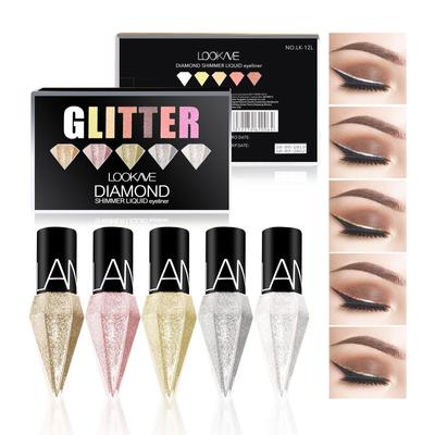 5 Colors/Pack Glitter Liquid Eyeliner Set, Diamond Shining Waterproof Long-lasting Colorful Eyeshadow, Metallic Liquid Eye Liner Pen