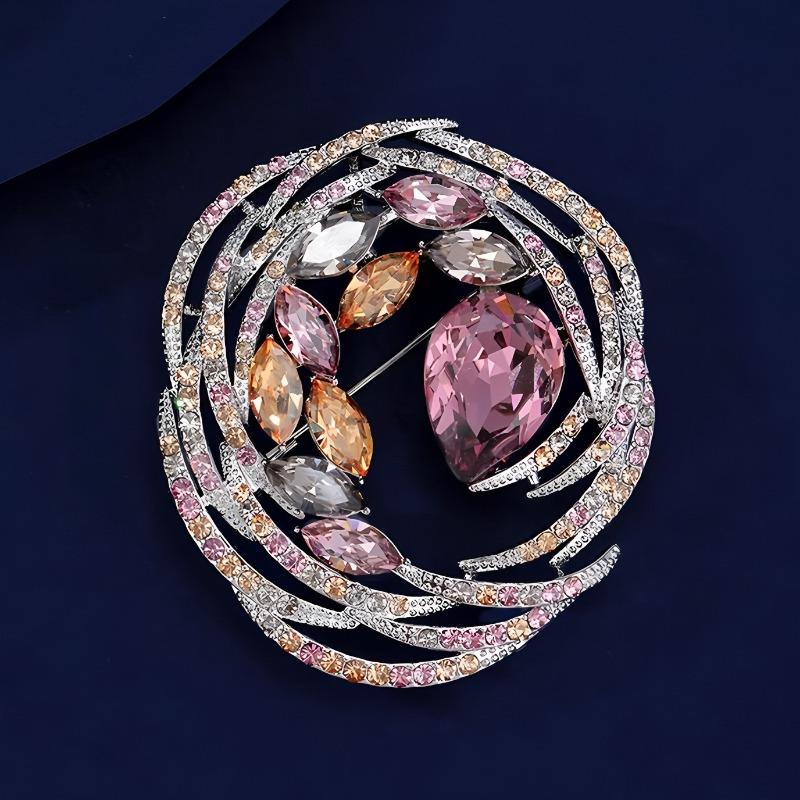 Módní a retro křišťálová spirálová brož, Vynikající křišťálová girlandová brož, Elegantní a rafinovaná antireflexní jehlice