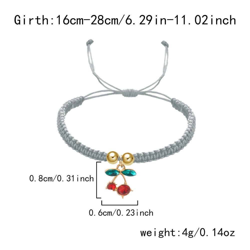 

Hot Geometry Zircon Cherry Weaving Adjustable Bracelet Trendy Fashion Versatile Creative Design Couple Jewelry Gift сірий