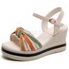Women's Summer Wedge Sandals Fashion Platform Open Toe Bow Casual Shoes New Black Heightening Lightweight Beach Sandals