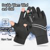 Double Layer Thicken Winter Cycling Gloves Fleece Cold Weather Warm Mittens  Cold Weather
