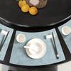 Artificial Leather Placemats Oil Resistant Chinese Style Engraved Flower Pattern Fan-Shaped Placemats Dining Table Decor