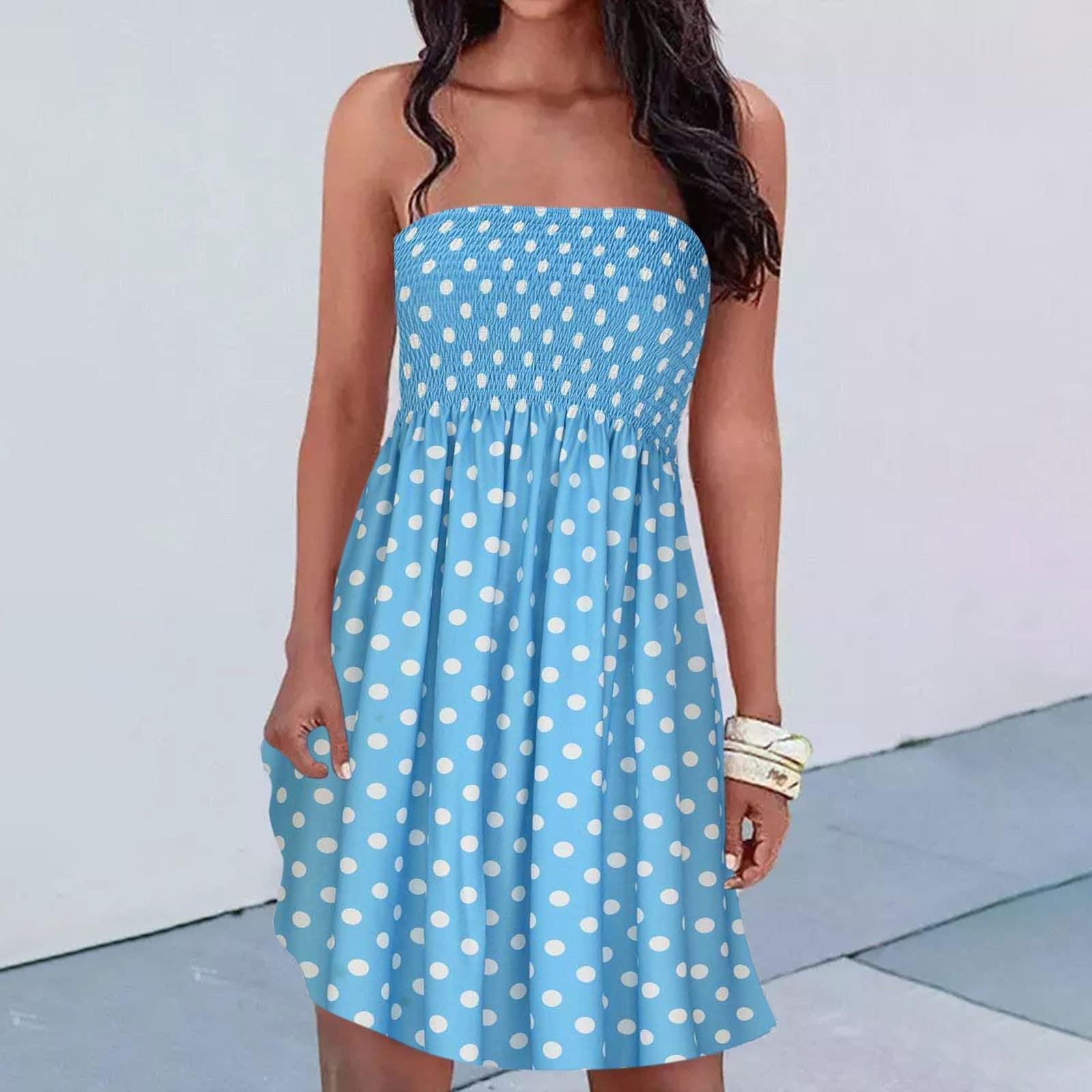 

Женское летнее сексуальное пляжное платье без бретелек без рукавов с цветочным принтом в богемном стиле и рюшами XXL синий